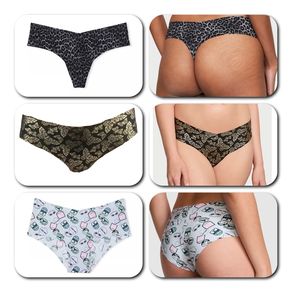 VS PINK 3pk Seamless No-show (2)Thong & (1)Cheeky Panty Size M Never Opened